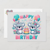 かわいいハッピーバースデーコアラ ポストカード (正面/裏面)