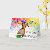 かわいいハッピーバースデーチワホアウィズカップケーキ カード (黄色い花)