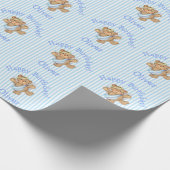 かわいいハッピーバースデーテディベアーエンジェル男の赤ちゃん ラッピングペーパー (角)