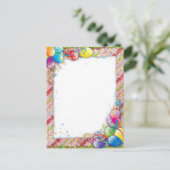 かわいいハッピーバースデーバルーン枠 ポストカード (スタンド正面)