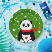 かわいいハッピーバースデーパンダとボウリングをする人、 クリケットの投手ハット&スカーフ ペーパープレート (パーティー)