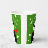 かわいいハッピーバースデーパンダとボウリングをする人、 クリケットの投手ハット&スカーフ 紙コップ (左)