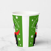 かわいいハッピーバースデーパンダとボウリングをする人、 クリケットの投手ハット&スカーフ 紙コップ (右)