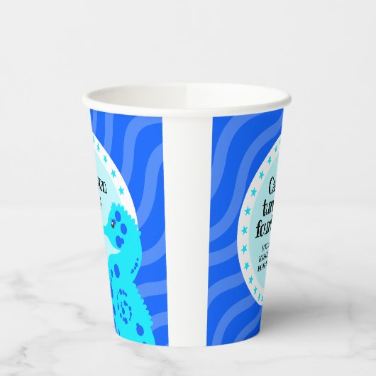 かわいいハッピーバースデーブルーボーイシーホースon波 紙コップ (左)