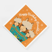 かわいいハッピーバースデーボーイアルパカスインティール（緑がかった色）セラペ (コーナー)