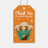 かわいいハッピーバースデーボーイアルパカスインティール（緑がかった色）セラペ ギフトタグ (正面)