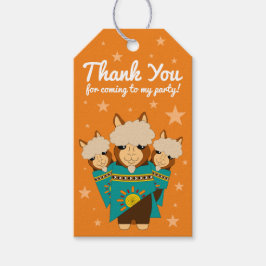 かわいいハッピーバースデーボーイアルパカスインティール（緑がかった色）セラペ ギフトタグ