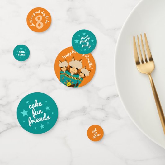 かわいいハッピーバースデーボーイアルパカスインティール(緑がかった色)セラペ コンフェッティ (グループ)