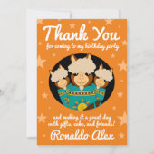 かわいいハッピーバースデーボーイアルパカスインティール(緑がかった色)セラペ サンキューカード (正面)