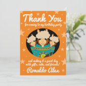 かわいいハッピーバースデーボーイアルパカスインティール(緑がかった色)セラペ サンキューカード (スタンド正面)