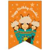 かわいいハッピーバースデーボーイアルパカスインティール(緑がかった色)セラペ バンティングフラッグ (第1の旗)