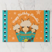 かわいいハッピーバースデーボーイアルパカスインティール(緑がかった色)セラペ ペーパーパッド (正面)