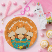 かわいいハッピーバースデーボーイアルパカスインティール(緑がかった色)セラペ ペーパープレート (パーティー)