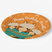 かわいいハッピーバースデーボーイアルパカスインティール(緑がかった色)セラペ ペーパープレート (アングル)