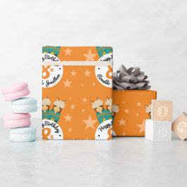 かわいいハッピーバースデーボーイアルパカスインティール（緑がかった色）セラペ ラッピングペーパー