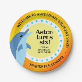 かわいいハッピーバースデーボーイドルフィンインザサン ペーパープレート