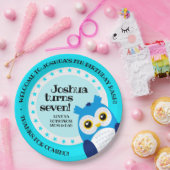 かわいいハッピーバースデーボーイブルーフクロウ ペーパープレート (パーティー)