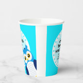 かわいいハッピーバースデーボーイブルーフクロウ 紙コップ (左)