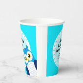 かわいいハッピーバースデーボーイブルーフクロウ 紙コップ (右)