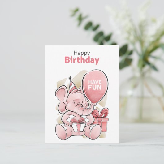 かわいいハッピーバースデーポストカード ポストカード (スタンド正面)