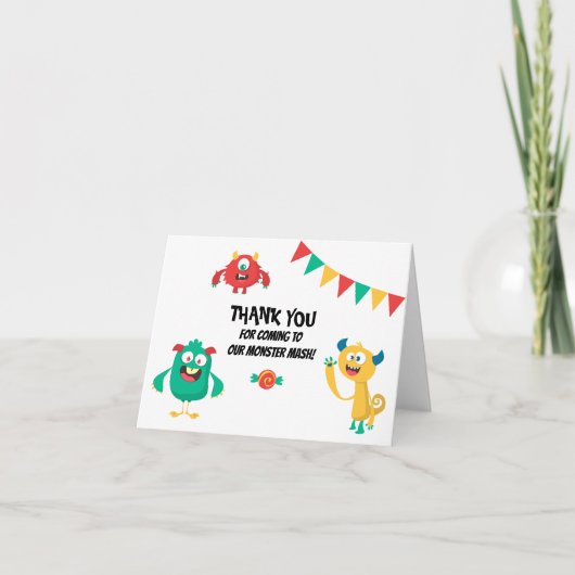 かわいいハッピーバースデーモンスターのサンキューカード サンキューカード (正面)