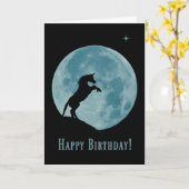 かわいいハッピーバースデーユニコーン&ブルームーン カード (黄色い花)