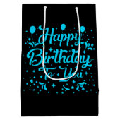 かわいいハッピーバースデーユニセックスワードアート ミディアムペーパーバッグ (裏面)
