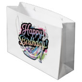かわいいハッピーバースデーレディのパーティー ラージペーパーバッグ (裏面アングル)