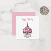 かわいいハッピーバースデーヴィンテージカップケーキ ノートカード (正面/裏面インサイチュ)