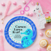 かわいいハッピーバースデー少年青いウミウマ波 ペーパープレート (パーティー)