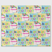 かわいいハッピーバースデー彼女の名前 ラッピングペーパー (フラット)