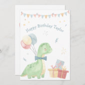 かわいいハッピーバースデー恐竜パーティー シーズンカード (正面/裏面)