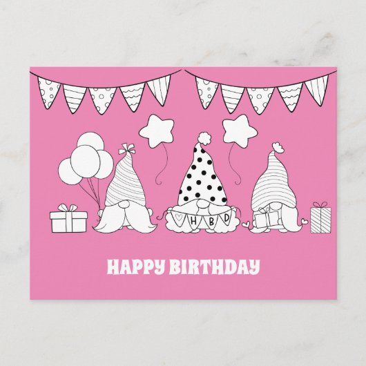 かわいいハッピーバースデー格言スタンプ ポストカード (正面)