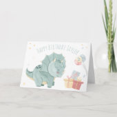 かわいいハッピーバースデー水彩恐竜2年 カード (正面)