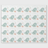 かわいいハッピーバースデー水彩恐竜2年 ラッピングペーパー (フラット)