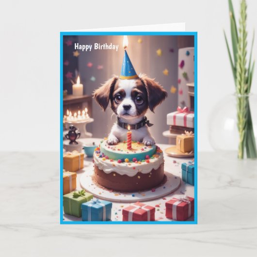 かわいいハッピーバースデー犬 カード (正面)