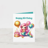 かわいいハッピーバースデー追加メッセージmermaid カード (正面)
