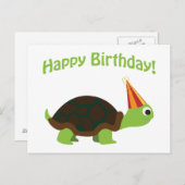 かわいいハッピーバースデー!カメ ポストカード (正面/裏面)