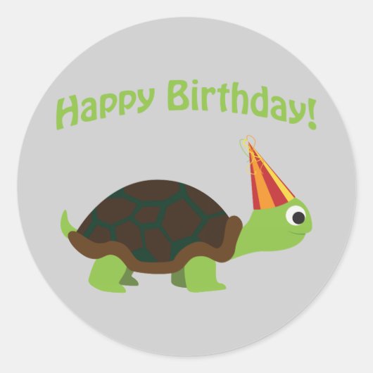 かわいいハッピーバースデー!カメ ラウンドシール (正面)
