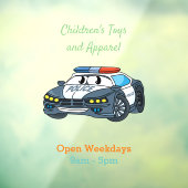 かわいいハッピーパトカー漫画イラストレーション ウィンドウサイン (シート3)