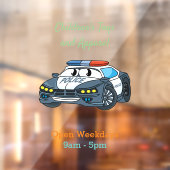 かわいいハッピーパトカー漫画イラストレーション ウィンドウサイン (シート2)