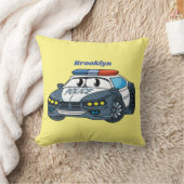 かわいいハッピーパトカー漫画イラストレーション クッション (ブランケット)