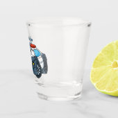 かわいいハッピーパトカー漫画イラストレーション ショットグラス (右)