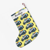 かわいいハッピーパトカー漫画イラストレーション スモールクリスマスストッキング (裏面 (吊り時))