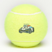 かわいいハッピーパトカー漫画イラストレーション テニスボール (裏面)