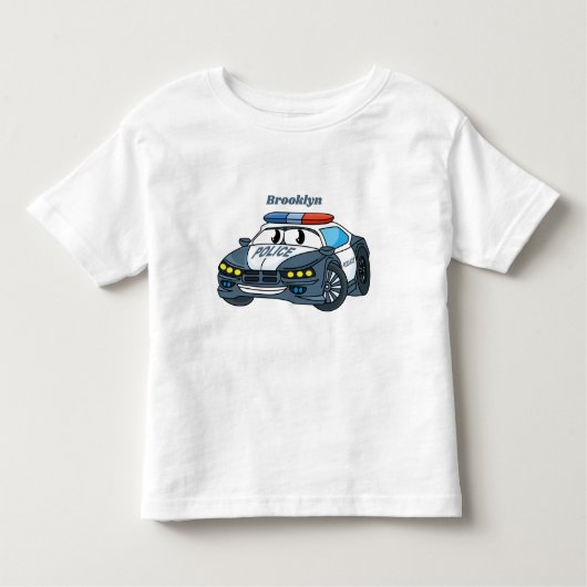 かわいいハッピーパトカー漫画イラストレーション トドラーTシャツ (正面)