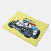 かわいいハッピーパトカー漫画イラストレーション ドアマット (アングル)