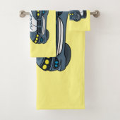 かわいいハッピーパトカー漫画イラストレーション バスタオルセット (インサイチュ)