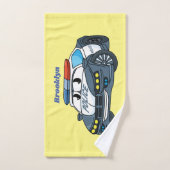 かわいいハッピーパトカー漫画イラストレーション バスタオルセット (ハンドタオル)