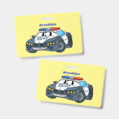 かわいいハッピーパトカー漫画イラストレーション バッジ (表裏)